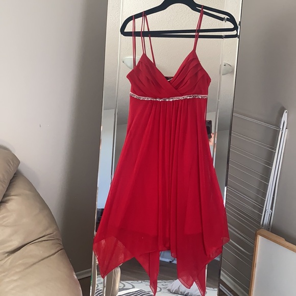 Red prom dress from 07. Babydoll fit. Sheer with slip. Flows nicely - Picture 2 of 3